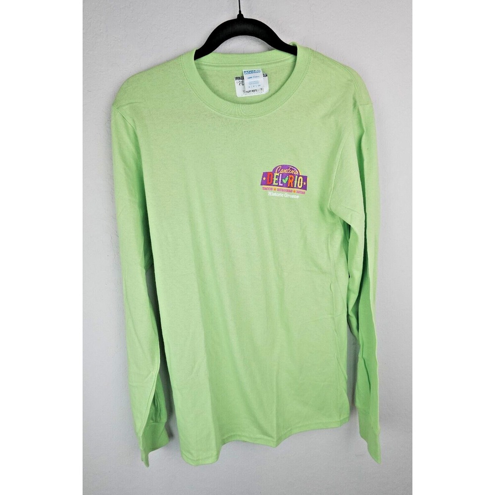 Cantino Del Rio Gruene Texas Unisex‎ T Shirt Medium Green Long Sleeve Crew Neck